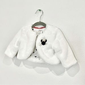 Disney Baby girls Minnie Mouse faux fur coat cropped 6-12 months